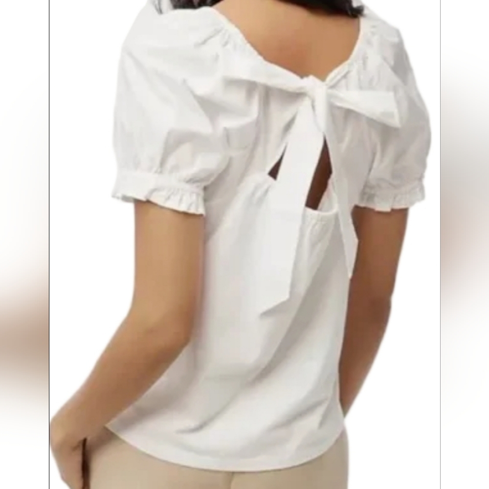 J.Crew White Tie-Back Top Sz M